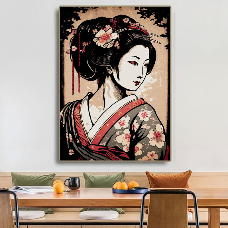 Japanese wall art old geisha