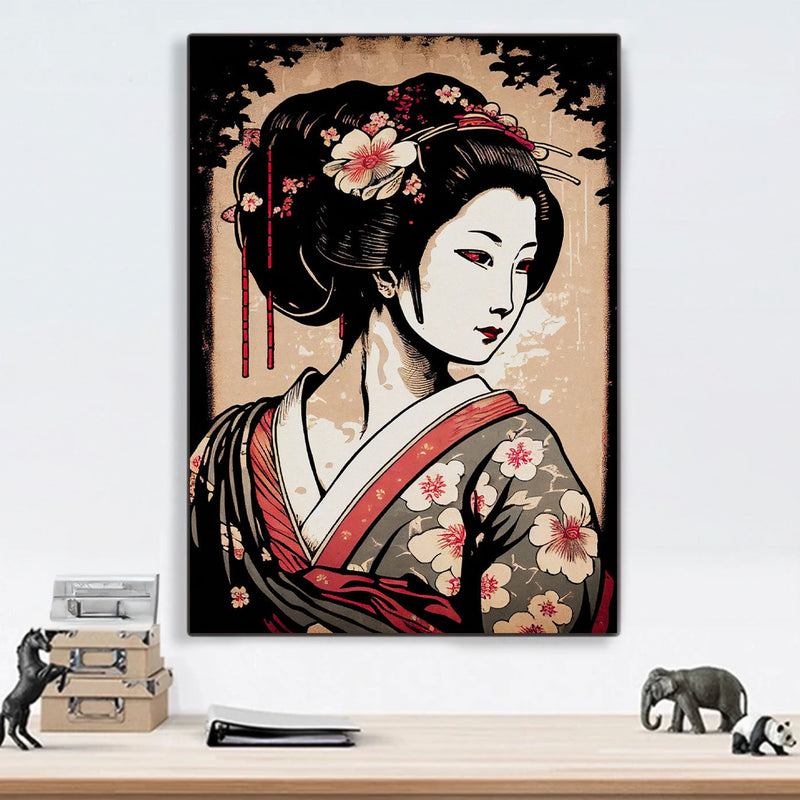 Japanese wall art old geisha