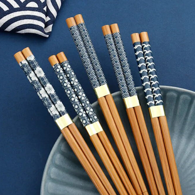 Patterned Japanese chopsticks (set of 5)