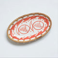 Japanese oval plate with braided rattan edges