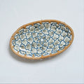 Japanese oval plate with braided rattan edges