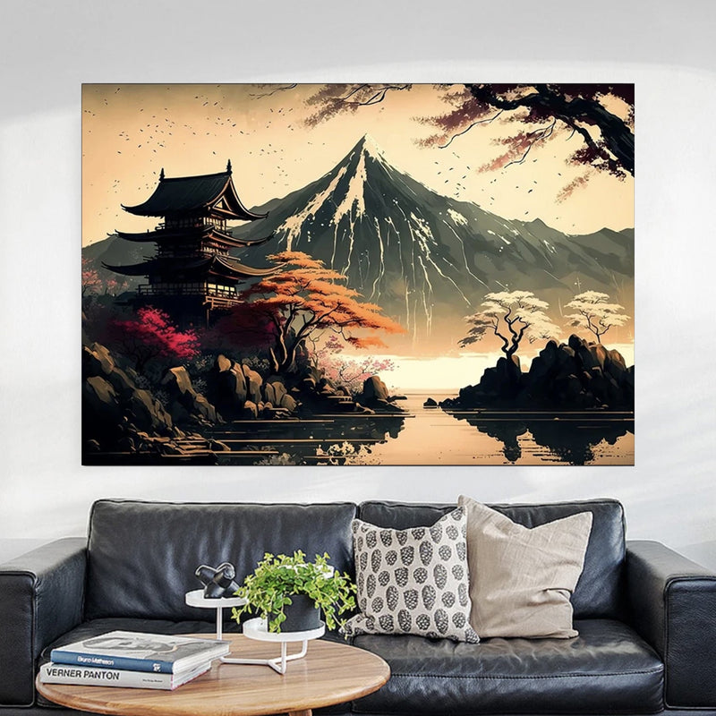 Japanese Table Mount Fuji and Pagoda