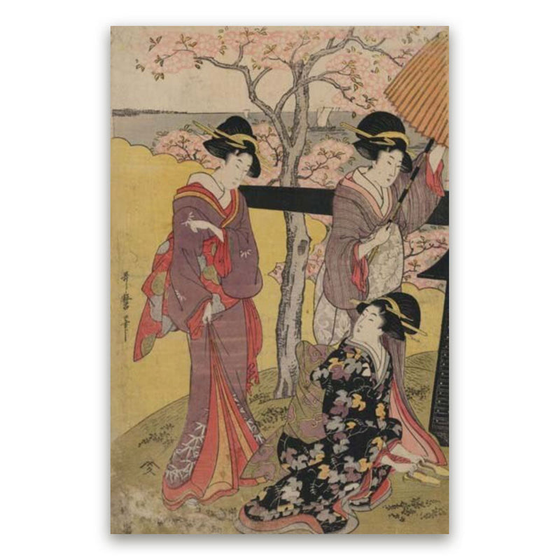 Japanese print geisha and sakura