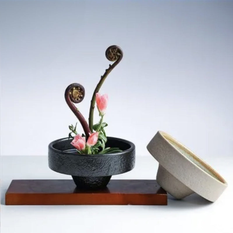 Round ikebana vase in height