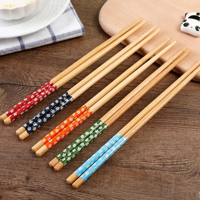 Japanese flowered wooden chopsticks (set of 5)