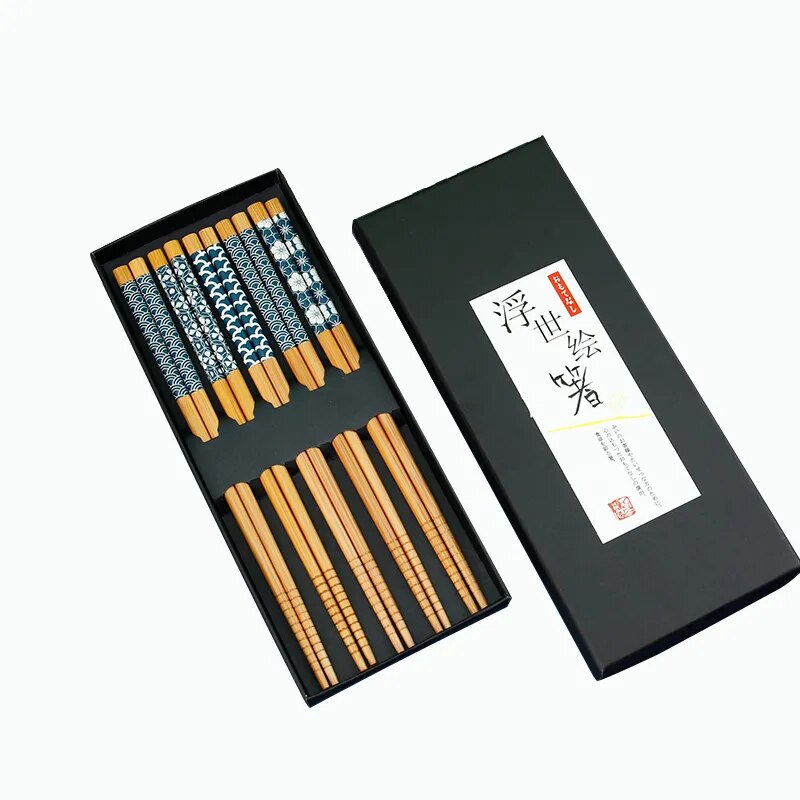 Patterned Japanese chopsticks (set of 5)