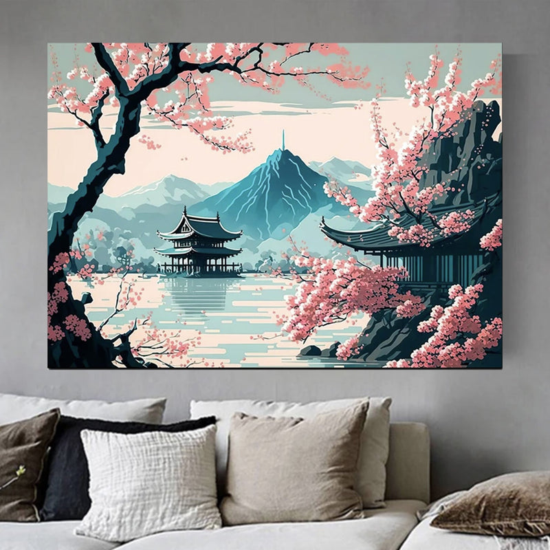 Japanese wall art Mount Fuji and Sakura