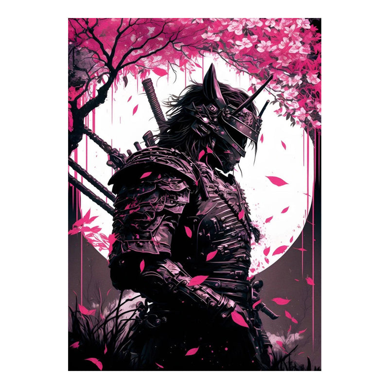 Japanese wall artau samurai black and sakuras