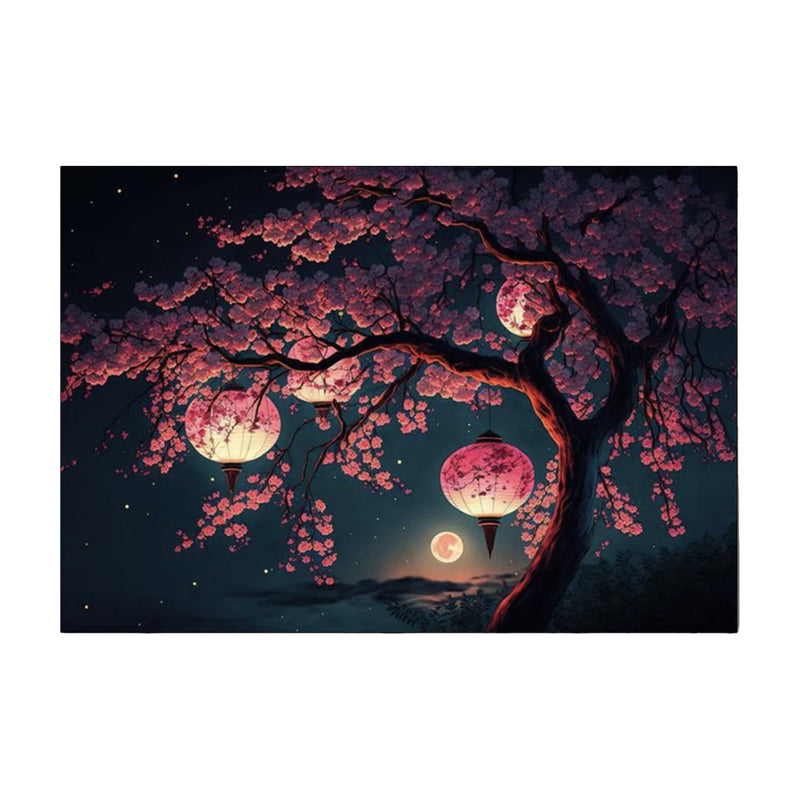 Japanese wall art sakura cherry and lantern