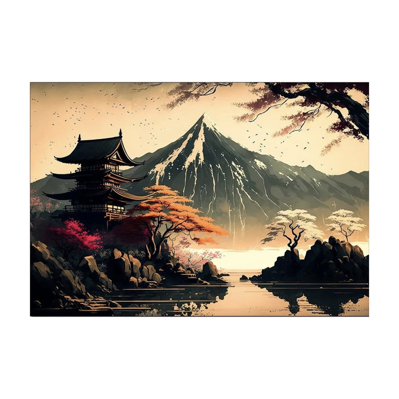 Japanese Table Mount Fuji and Pagoda