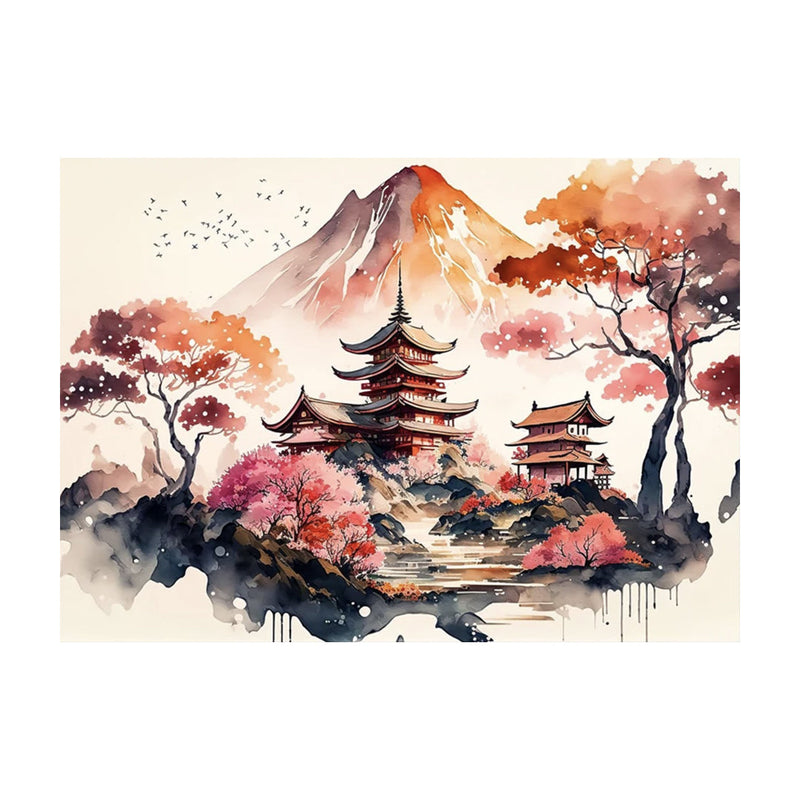 Japanese landscape wall art with Mount Fuji