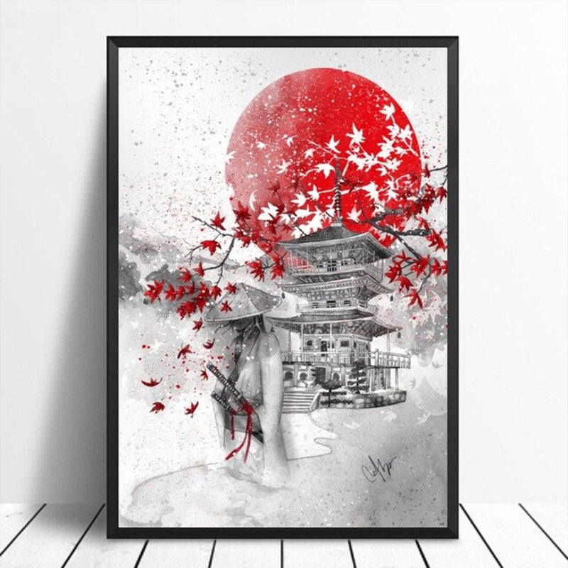 White Samurai Japanese Painting