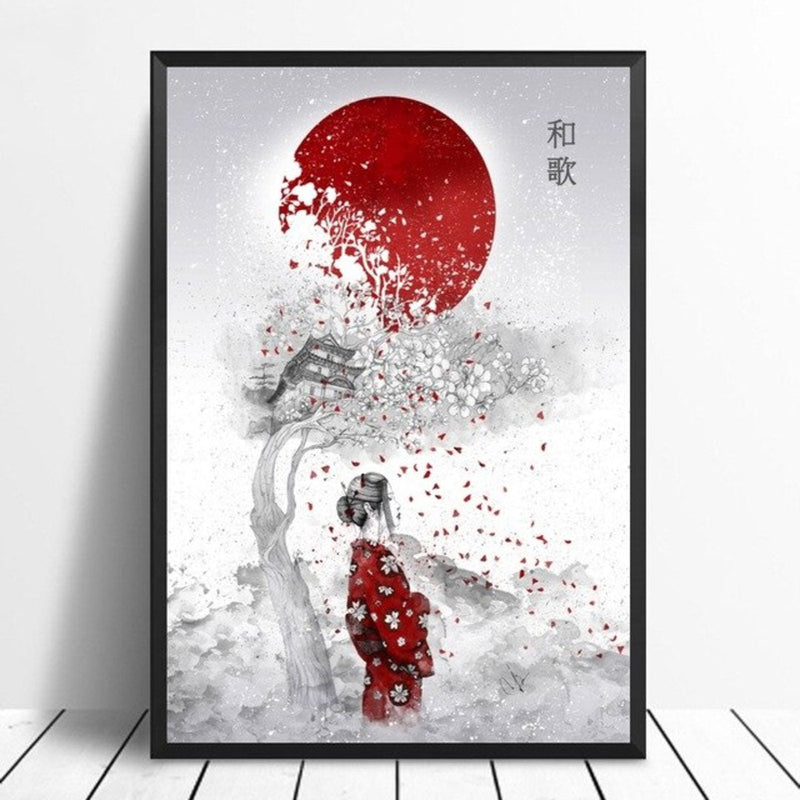 Japanese wall art woman in kimono