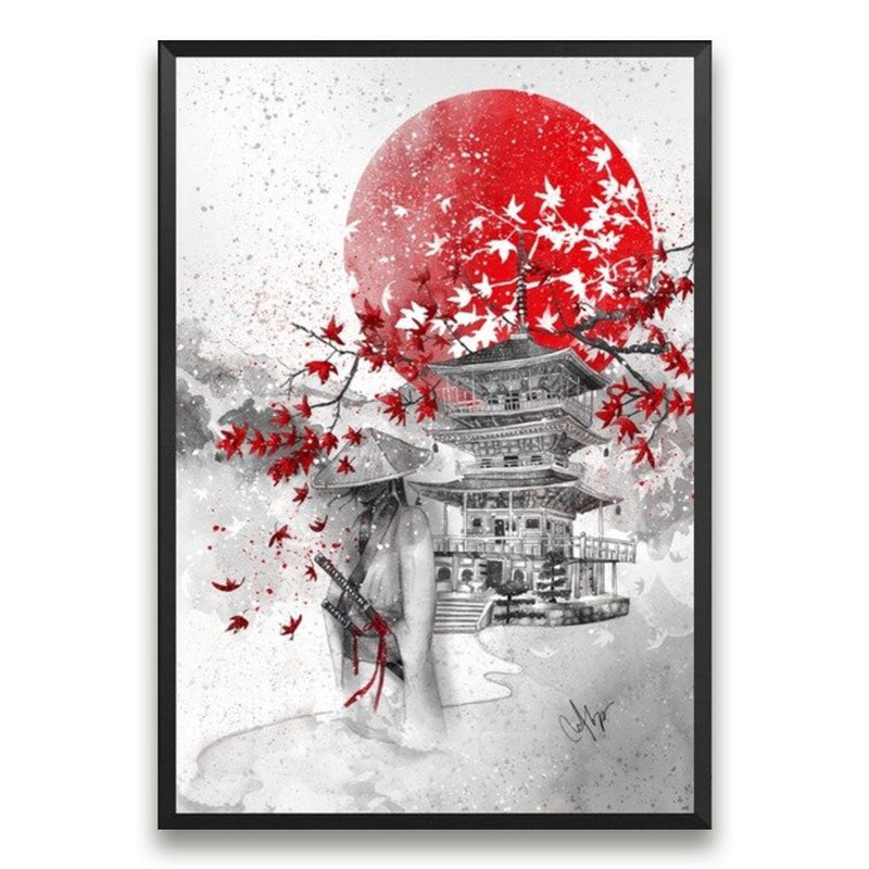 White Samurai Japanese Painting