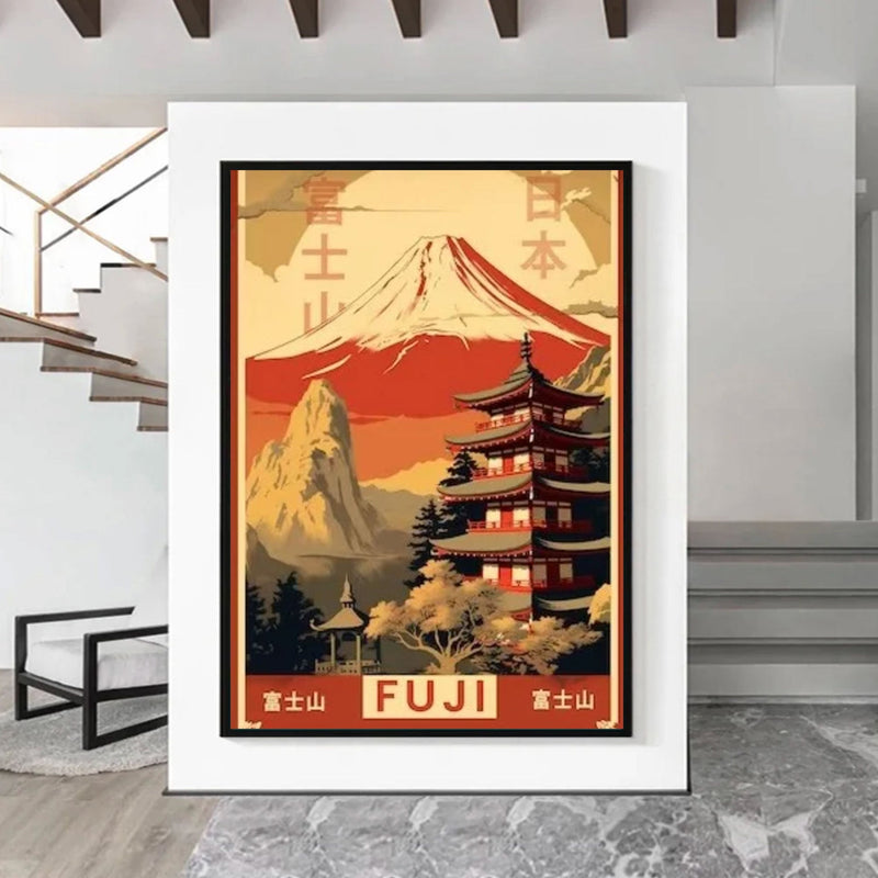 Vintage Japanese Painting Mount Fuji