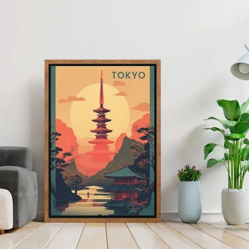 Japanese wall artau vintage landscape Tokyo