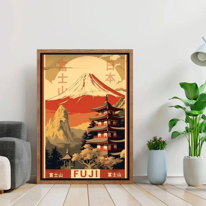 Vintage Japanese Painting Mount Fuji