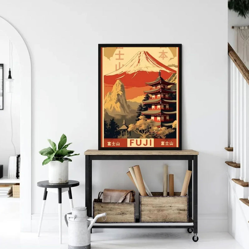 Vintage Japanese Painting Mount Fuji