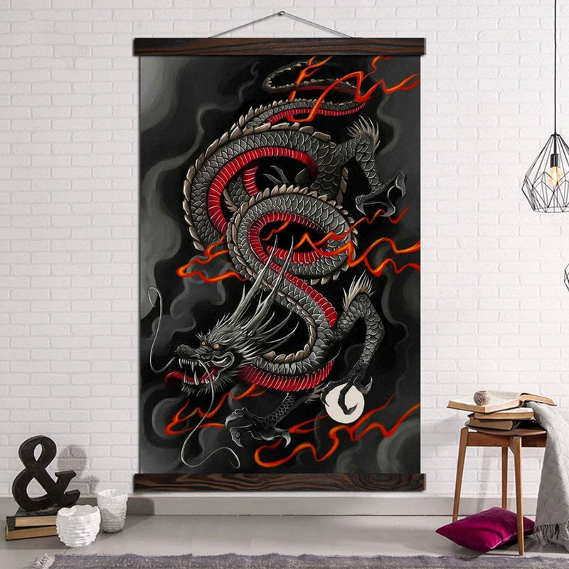 Table Japanese dragon black and red