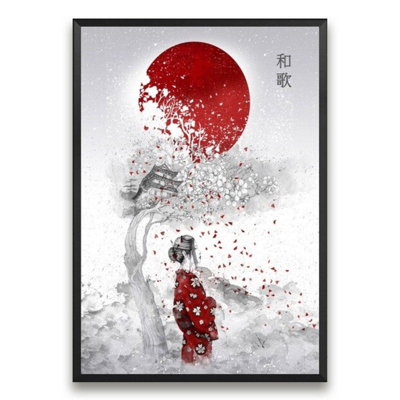 Japanese wall art woman in kimono