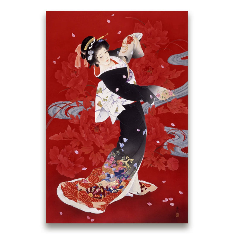 Japanese wall art geisha red