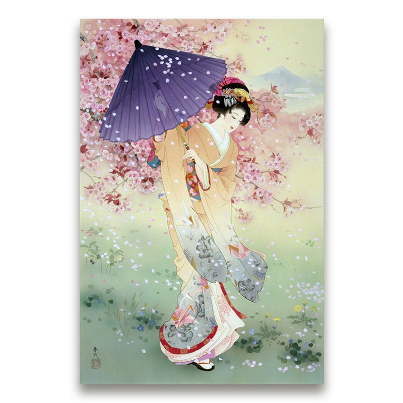 Japanese wall art geisha sakura