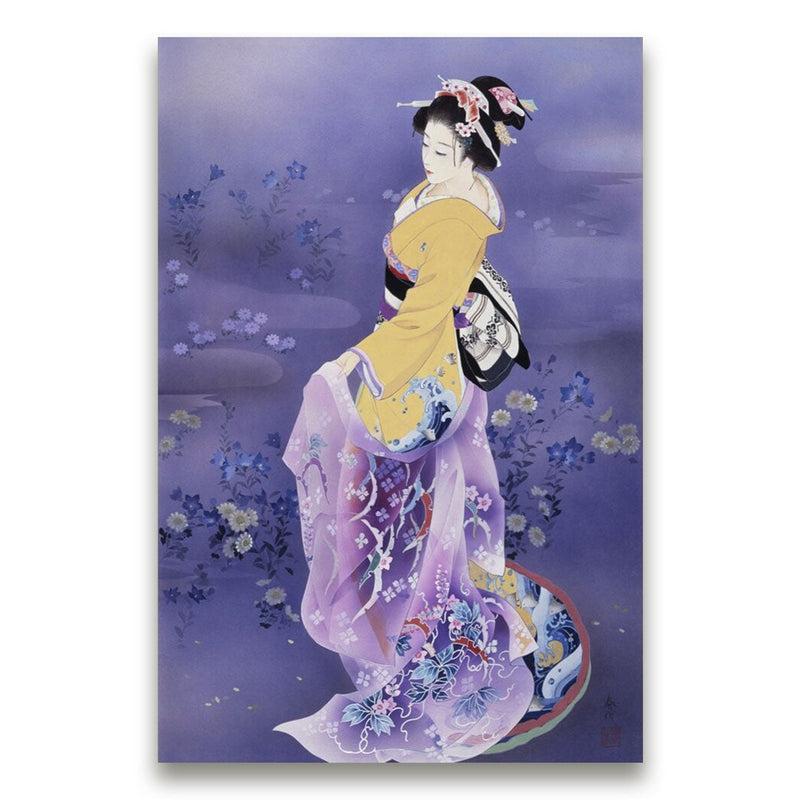 Japanese wall art geisha purple