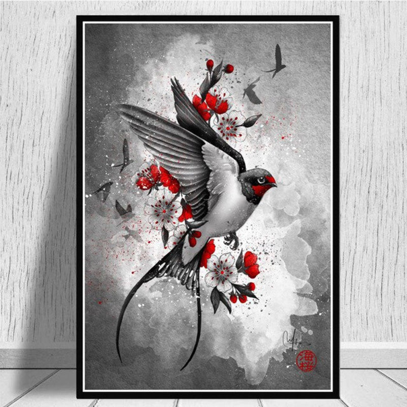 Japanese bird wall art