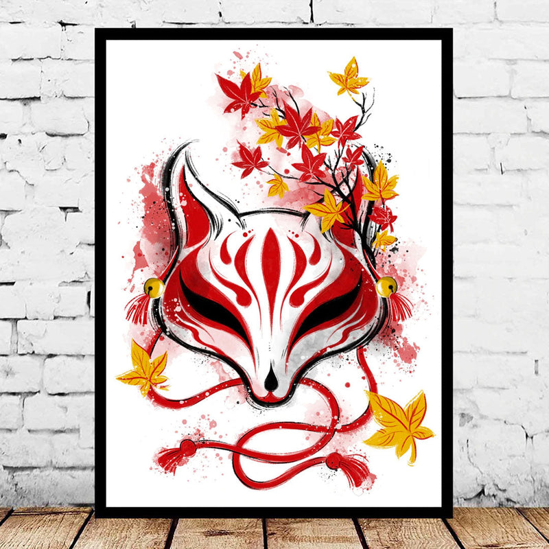 Japanese painting fox mask