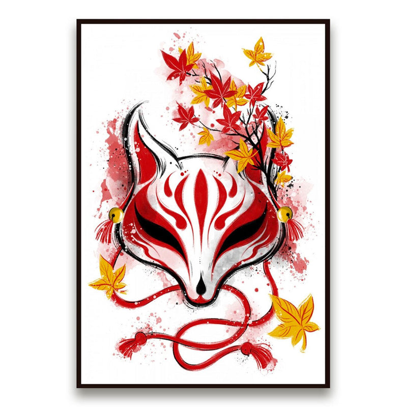 Japanese painting fox mask