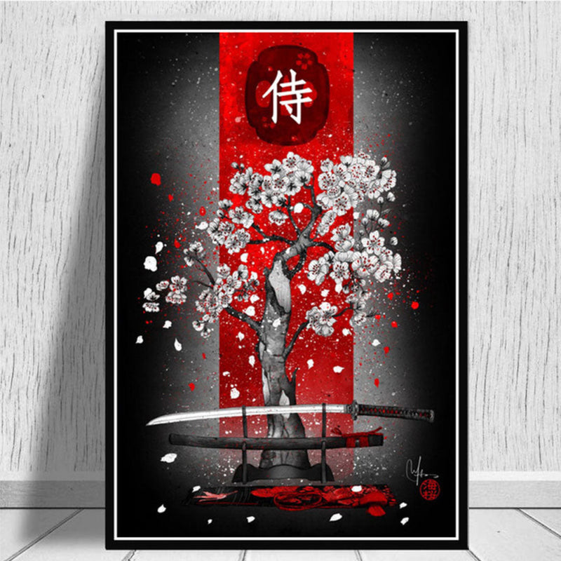 Japanese wall art red cherry