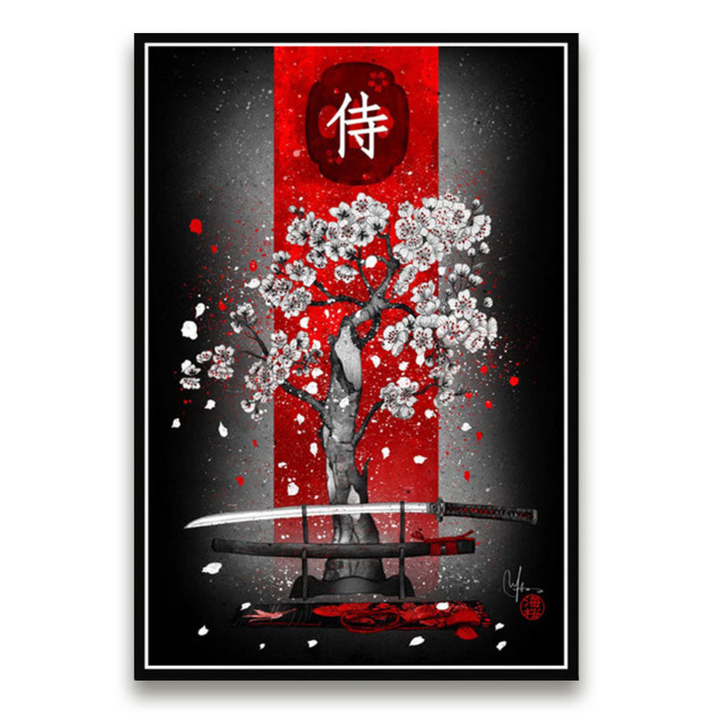 Japanese wall art red cherry