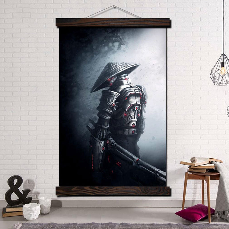 Japanese painting samurai cyborg