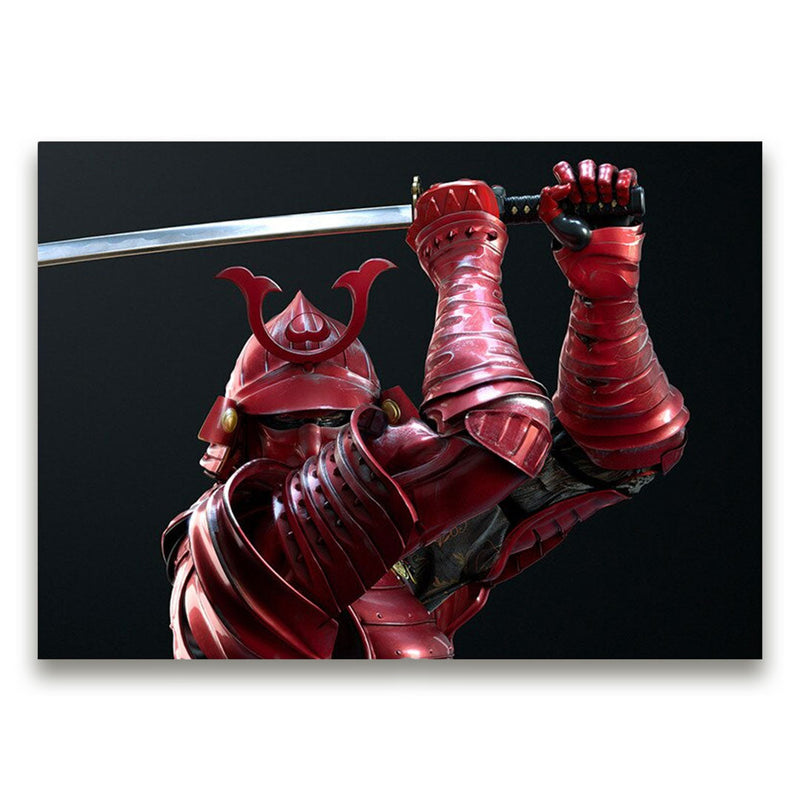 Japanese wall artau samurai red