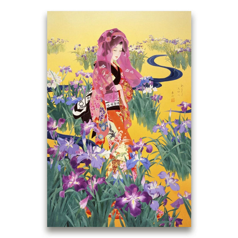 Japanese wall art geisha flowers