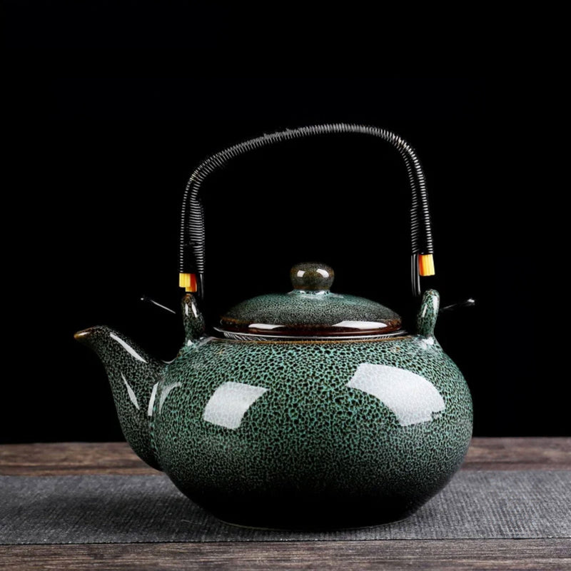 Japanese green ceramic teapot