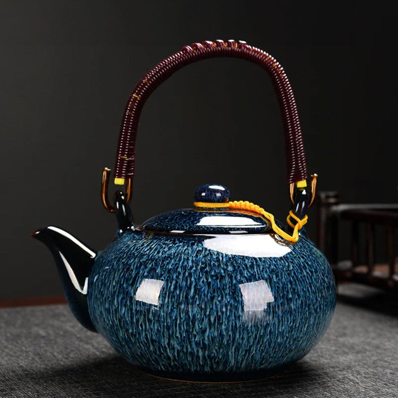 Japanese ceramic blue teapot