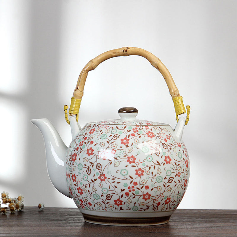 Japanese flower ceramic teapot