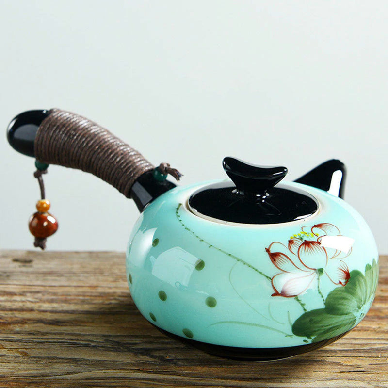 Japanese kyusu porcelain teapot