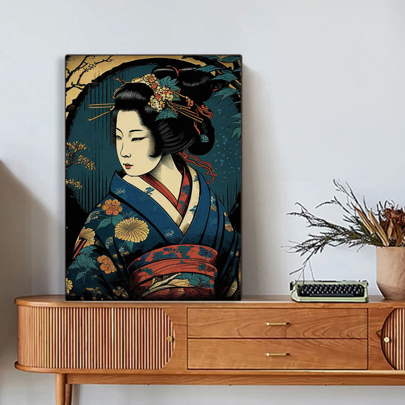 Traditional old geisha Japanese painting